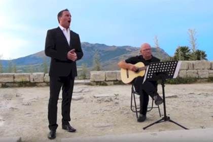 Sicily with Aldo and Enzo - Gari singing and me on guitar!